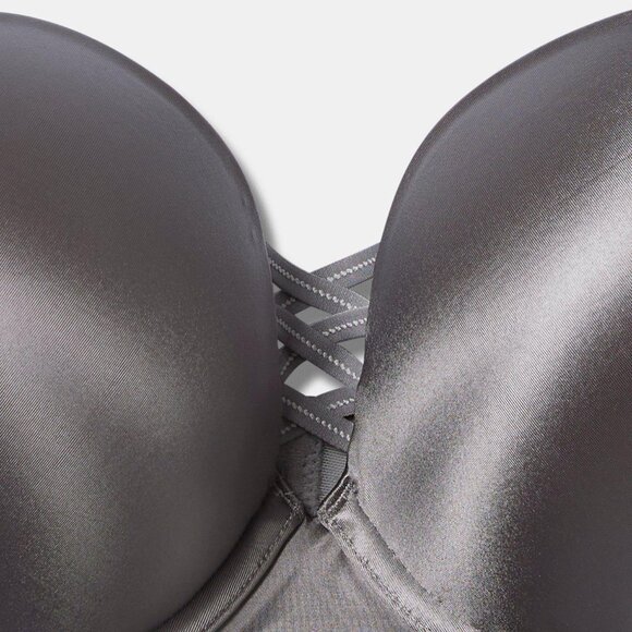 ❤️NWT VINTAGE TORRID XO PLUNGE BRA - PUSH UP, LONGLINE, BACK SMOOTHING, SILVER - Picture 4 of 11